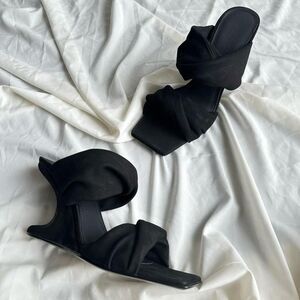 Rick Owens Black Porterville Cantilever 8 Twisted Heeled Sandals